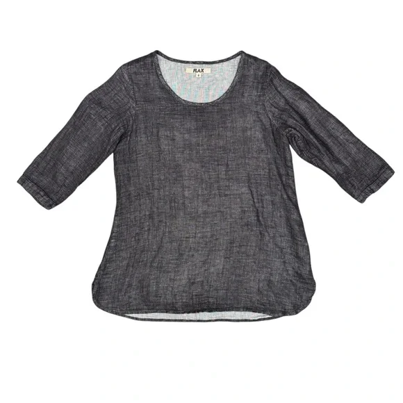 Flax Soft Tunic 3/4 Sleeves 100% Linen Grey Gray Small - Picture 4 of 14